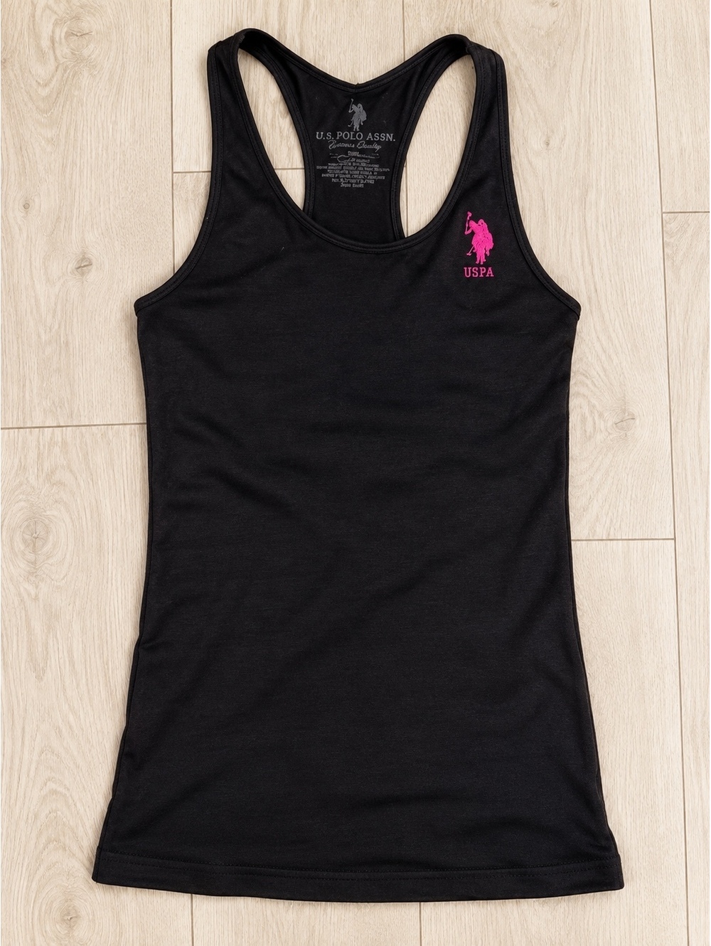 U.S. Polo Assn. Women’s Small black Racerback Tank Top Black Logo Athletic